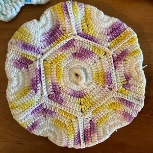Handmade Crochet‎ Hot Pads Potholders Coasters Colorful Round Set of 3